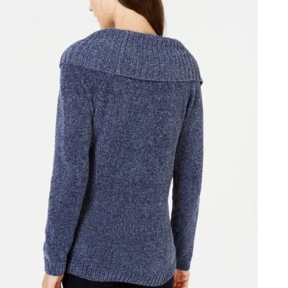 INC Blue Chenille Cowl-Neck Sweater XL NWT - Picture 2 of 7